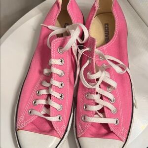 Converse Pink Canvas Low-Top Sneakers with White Laces
